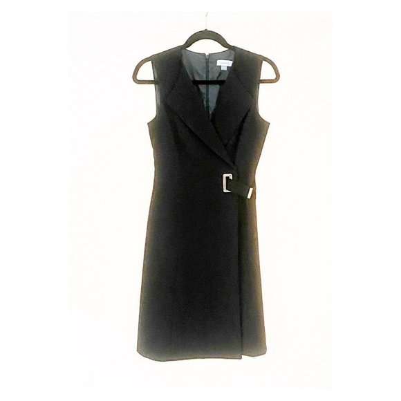 Calvin Klein Sleeveless Buckle Coat Dress - Picture 6 of 8